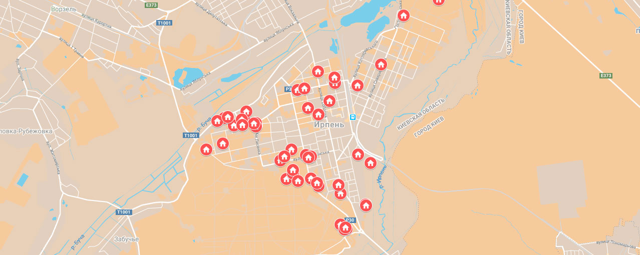 Все новостройки Ирпень на карте